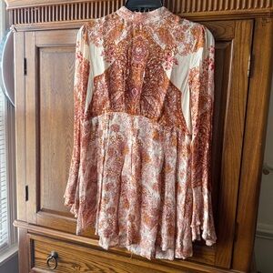 Free People Bohemian Floral Long Sleeve Dress